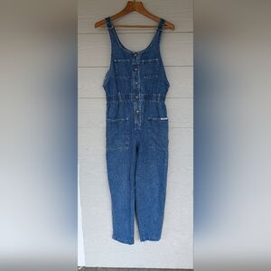 Vintage Ideas Denim Jumpsuit Romper Overalls 80s 90s Cinch High Waist Sz Small